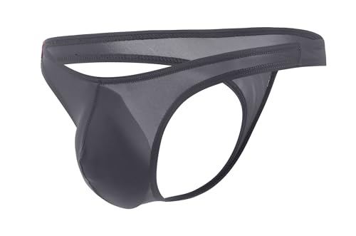 Maiclaice Herren Eisseide Tanga Low Waist T-Rücken Dreiecksschlüpfer Geschmeidig Bikini Slips Unterwäsche Grau Groß von Maiclaice