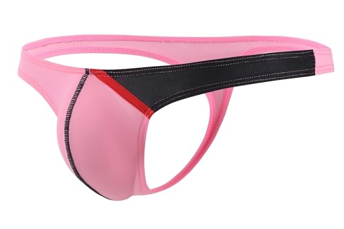 Maiclaice Herren Eisseide Tanga Underwear Low Waist Bikini T-Rücken Slip Unterwäsche Rot Groß von Maiclaice