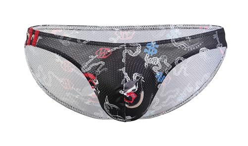 Maiclaice Herren Elastan Dreiecksschlüpfer Weiche Low Waist Bikini Slip Unterwäsche Schwarz Mittel von Maiclaice