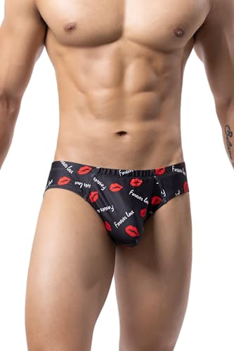 Maiclaice Herren Elastan Glatt Low Waist Elastische Bikini Slip Unterwäsche Printing Mittel von Maiclaice