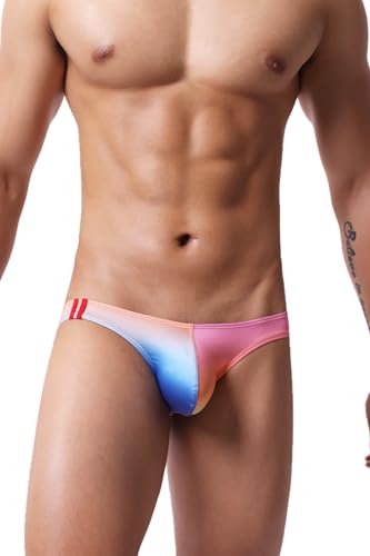 Maiclaice Herren Elastan Low Waist Bikini Slip Unterwäsche Regenbogen Groß von Maiclaice