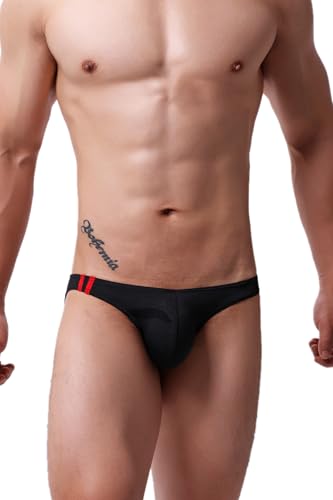 Maiclaice Herren Elastan Low Waist Bikini Slip Unterwäsche Schwarz Groß von Maiclaice