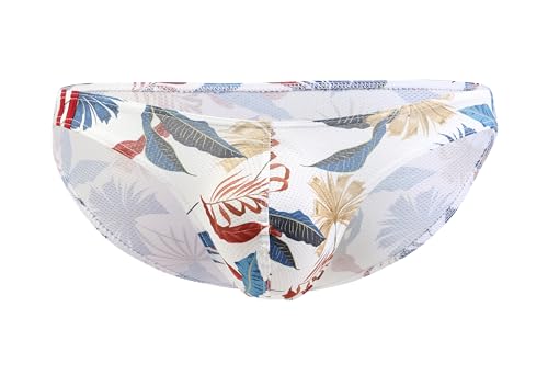 Maiclaice Herren Elastan Printed Low Waist Bikini Bulge Comfort Slips Unterwäsche Weiß Groß von Maiclaice
