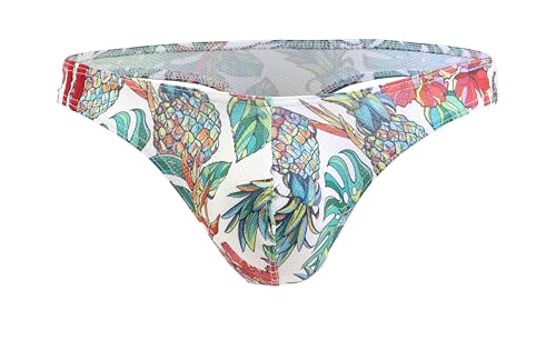Maiclaice Herren Elastan Tanga Geschmeidig männer Low Waist Bulge T-Rücken Bikini Elastische Slip Unterwäsche Weiß Mittel von Maiclaice