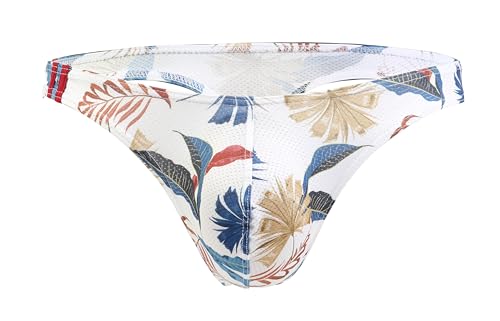 Maiclaice Herren Elastan Tanga Low Waist Flexibilität T-Rücken Bikini Slips Weiche Soft Slip Unterwäsche Weiß Groß von Maiclaice