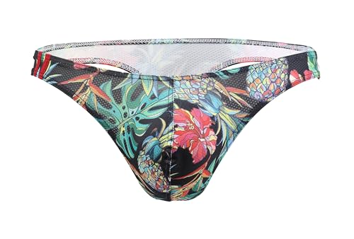 Maiclaice Herren Elastan Tanga Underwear Slim Fit Low Waist Elastische T-Rücken Bikini Slip Unterwäsche Schwarz X-Large von Maiclaice