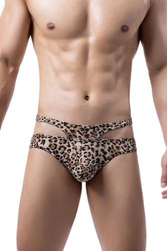 Maiclaice Herren Leopardenmuster Low Waist Flexibilität Bikini Slip His Weich Unterwäsche Leopardenmuster Groß von Maiclaice