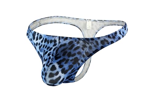 Maiclaice Herren Leopardenmuster Tanga Low Waist Bikini Slip Unterwäsche Blau X-Large von Maiclaice