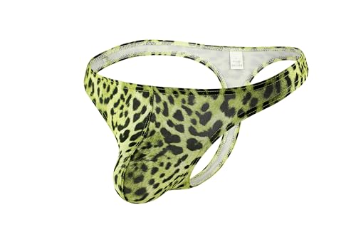 Maiclaice Herren Leopardenmuster Tanga Low Waist Bikini Slip Unterwäsche Gelb XX-Large von Maiclaice