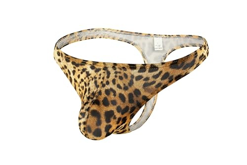 Maiclaice Herren Leopardenmuster Tanga Low Waist Bikini Slip Unterwäsche Gold X-Large von Maiclaice
