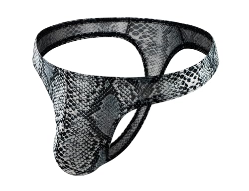 Maiclaice Herren Leopardenmuster Tanga Low Waist T-Rücken Bikini Slip Unterwäsche Grau X-Large von Maiclaice
