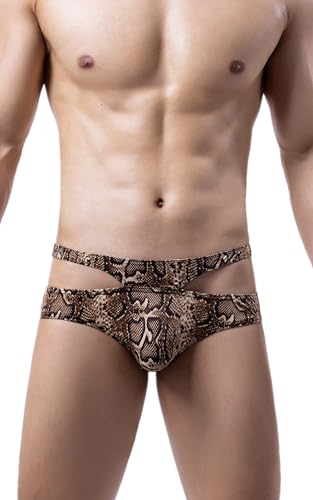 Maiclaice Herren Leopardenmuster Unterhose Low Waist His Bikini Ice Silk Slip Unterwäsche Schwarz Mittel von Maiclaice