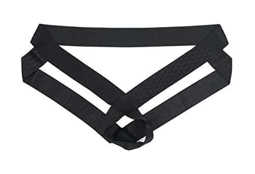 Maiclaice Herren Polyesterfaser Tanga Low Waist Bikini Slip Unterwäsche Schwarz X-Large von Maiclaice