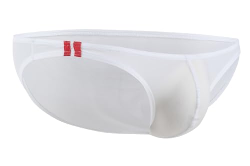 Maiclaice Herren Sport Eisseide Low Waist Classic Ice Silk Bikini Glatt Slip Unterwäsche Weiß X-Large von Maiclaice