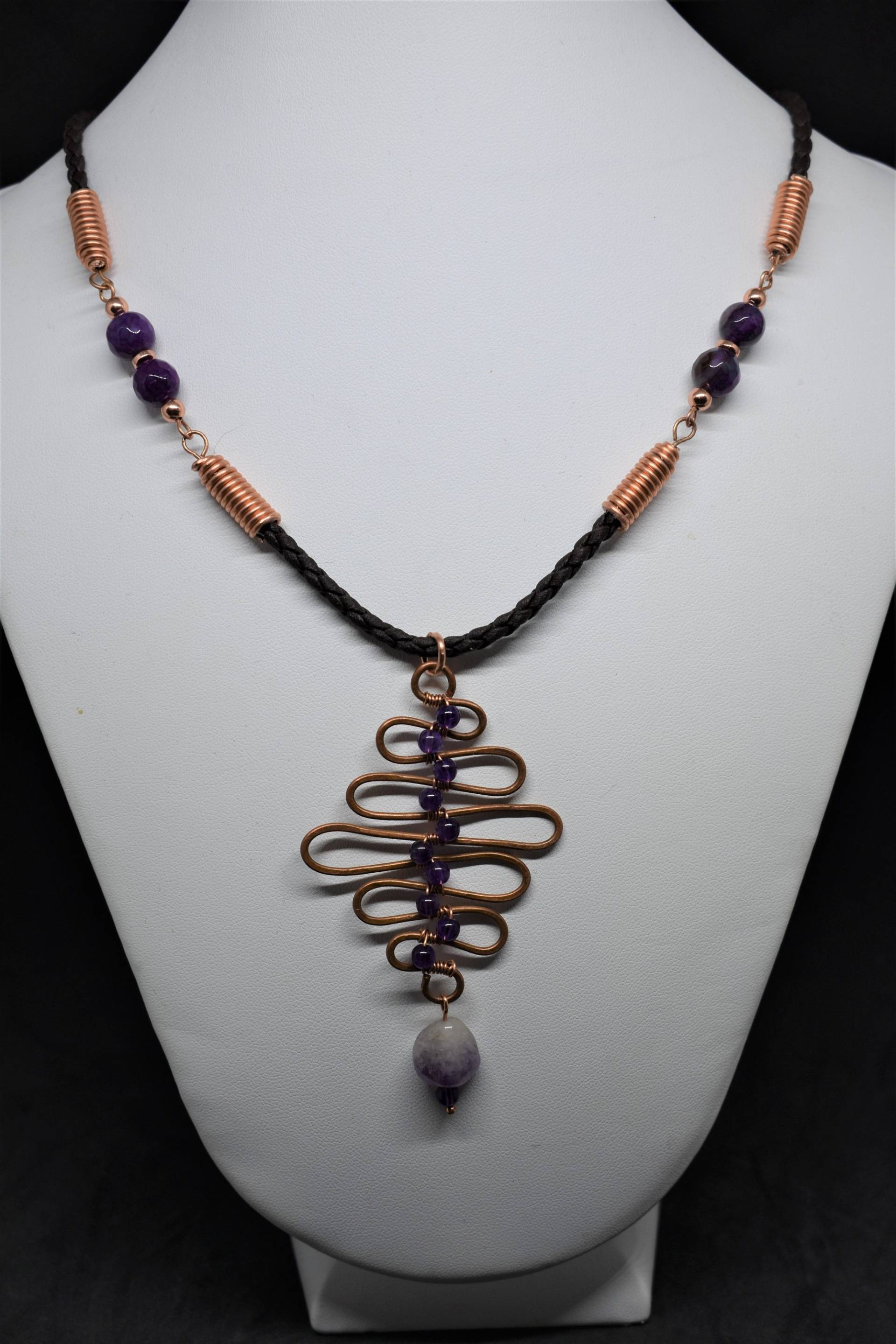 Amethyst Und Achat Kupfer Pendent Halskette Amethyst Und Achat Kupfer Pendent Halskette von MaidenMetalShop