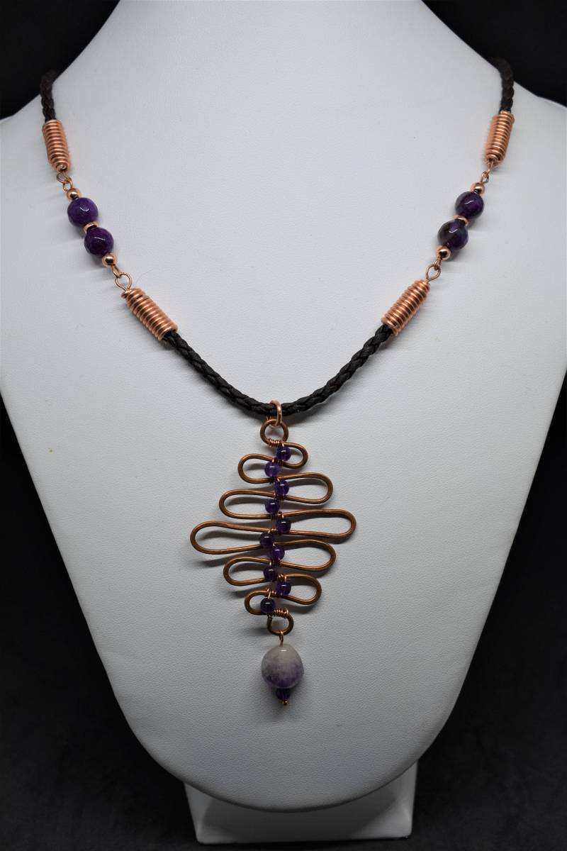 Amethyst Und Achat Kupfer Pendent Halskette Amethyst Und Achat Kupfer Pendent Halskette von MaidenMetalShop