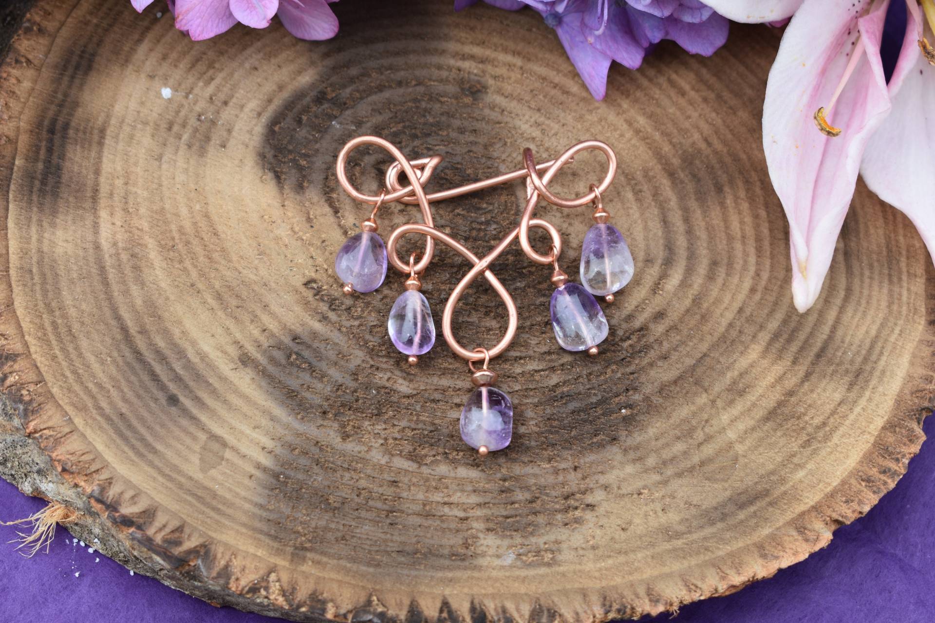 Amethyst Und Kupfer Brosche Amethyst Und Kupfer Brosche von MaidenMetalShop