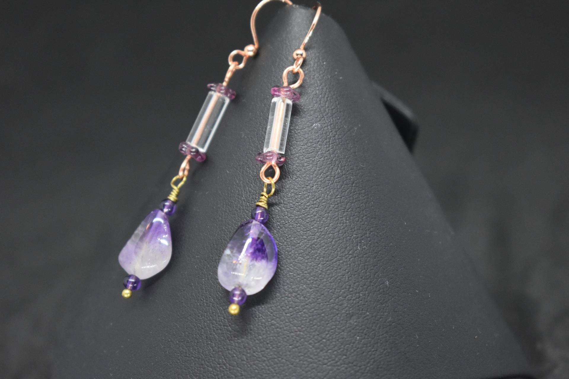Amethyst Und Rosenquarz Ohrringe Cane Glasperlen Mit Lila Blumen Amethyst Und Rosenquarz Ohrringe Cane Glasperlen Mit Lila Blumen von MaidenMetalShop