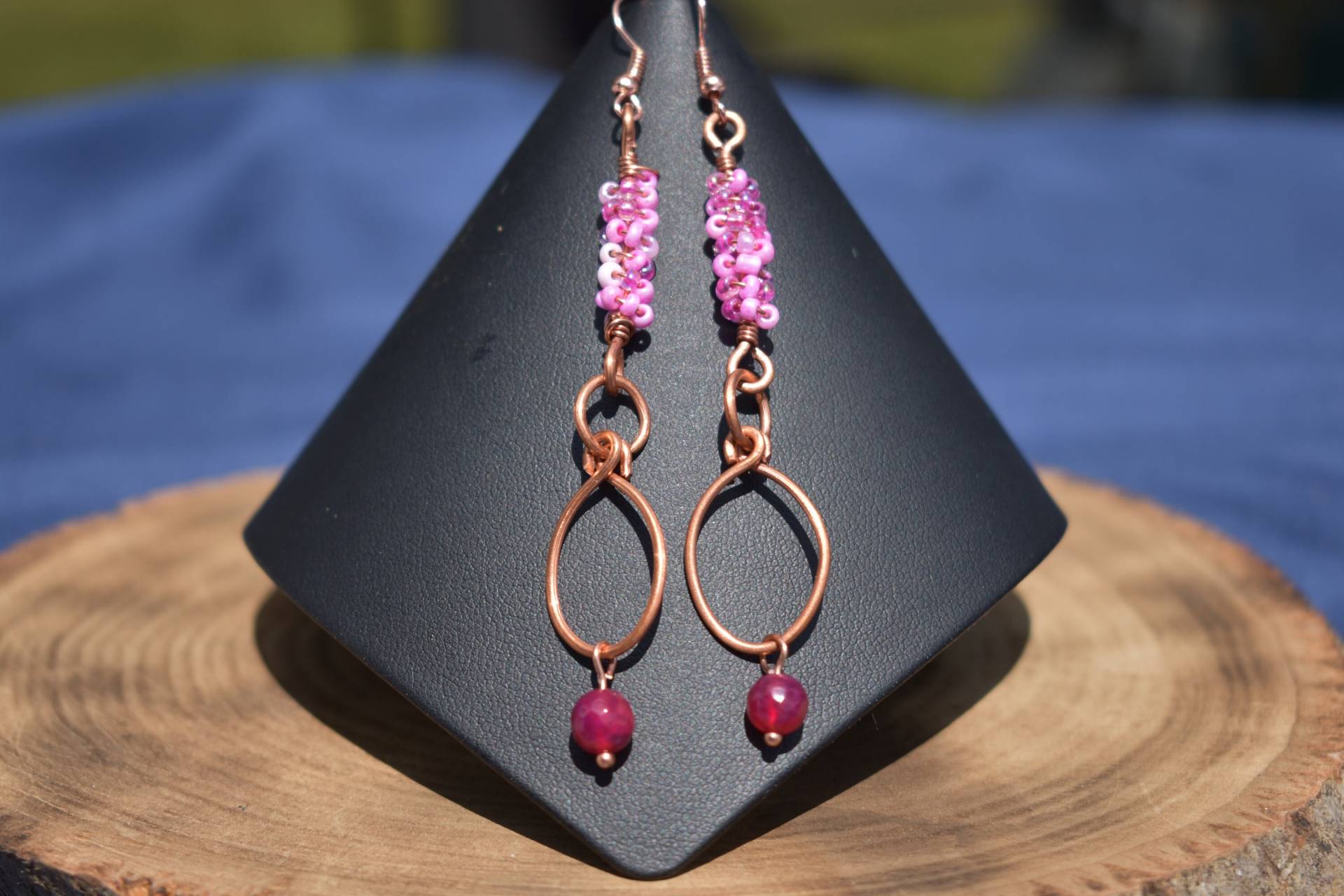 Himbeere Agate Und Kupfer Sind Ohrringe von MaidenMetalShop