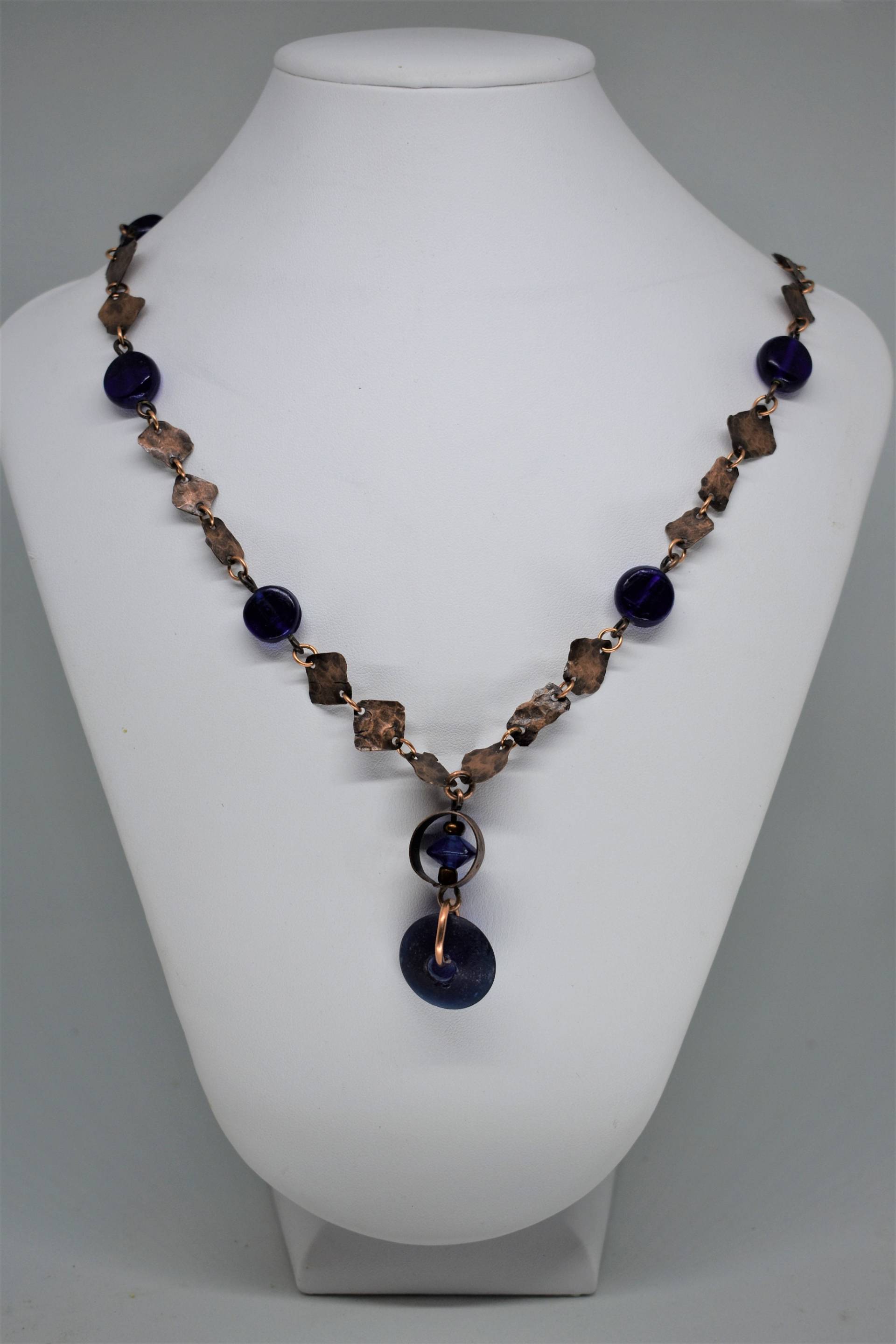 Kupfer Und Kobalt Blau Gedrückt Glas Knopf Stil Perlen Kupfer Und Kobalt Blau Gedrückt Glas Knopf Stil Perlen von MaidenMetalShop