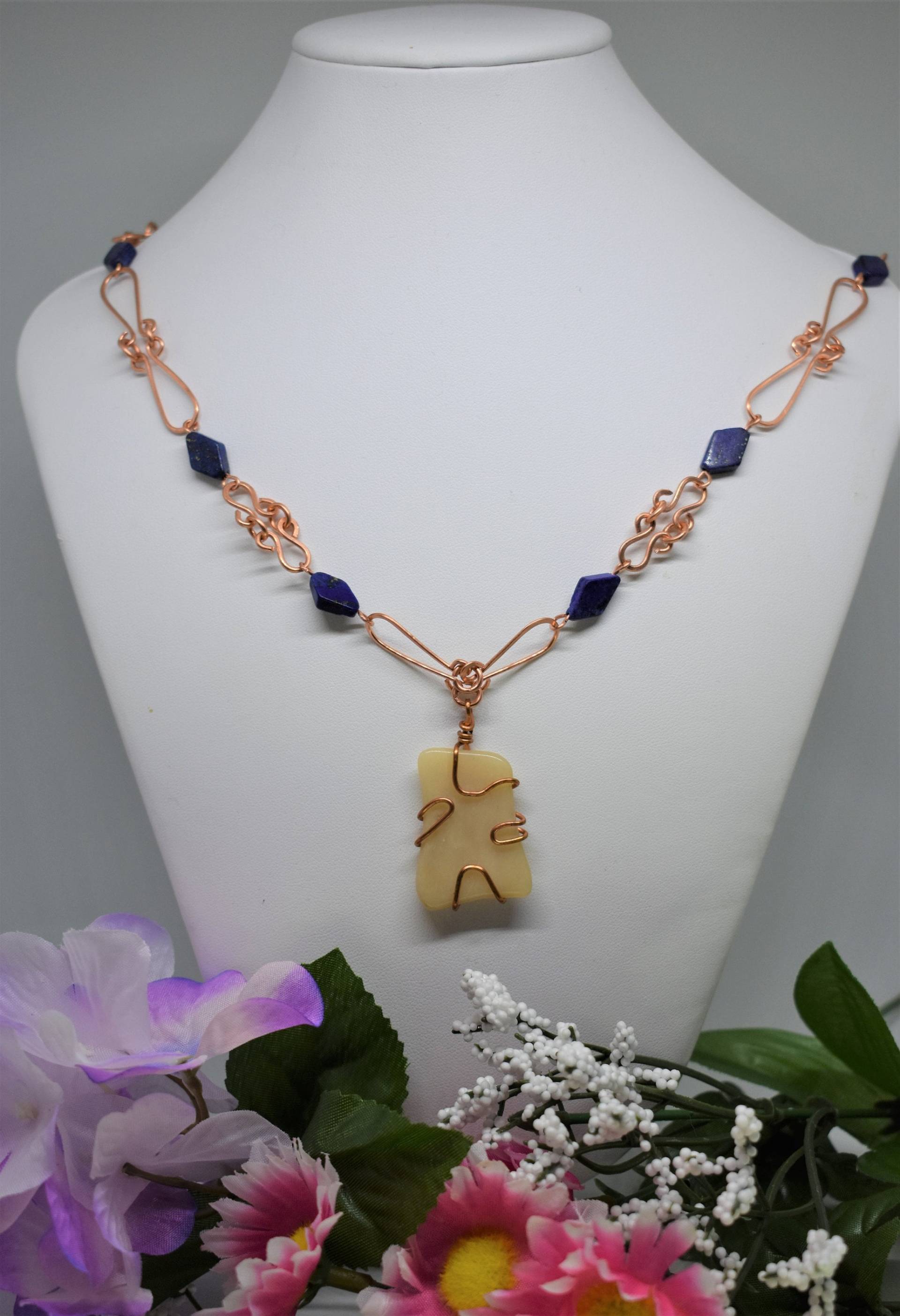 Lapis Und Achat Perlen Kette Pendent Halskette Lapis Und Achat Perlen Kette Pendent Halskette von MaidenMetalShop