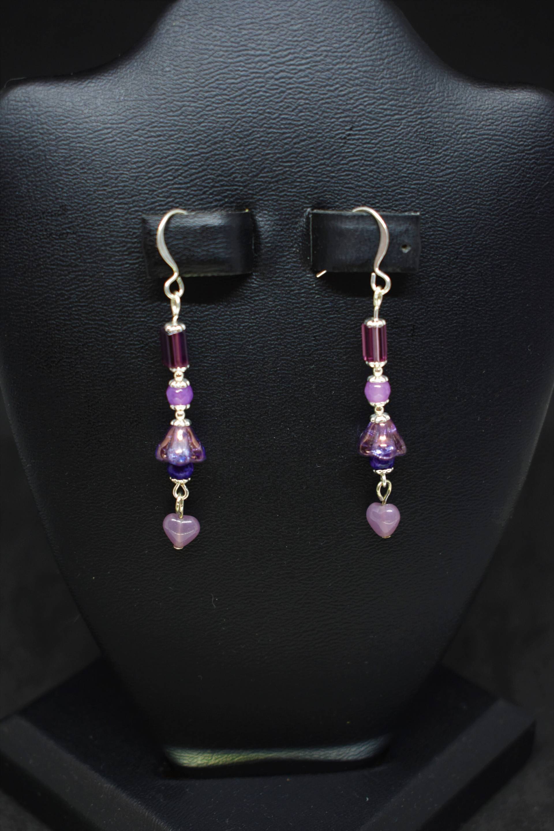 Lavendel Quarz Und Lila Glas Rohr Ohrringe Lavendel Quarz Und Lila Glas Rohr Ohrringe von MaidenMetalShop
