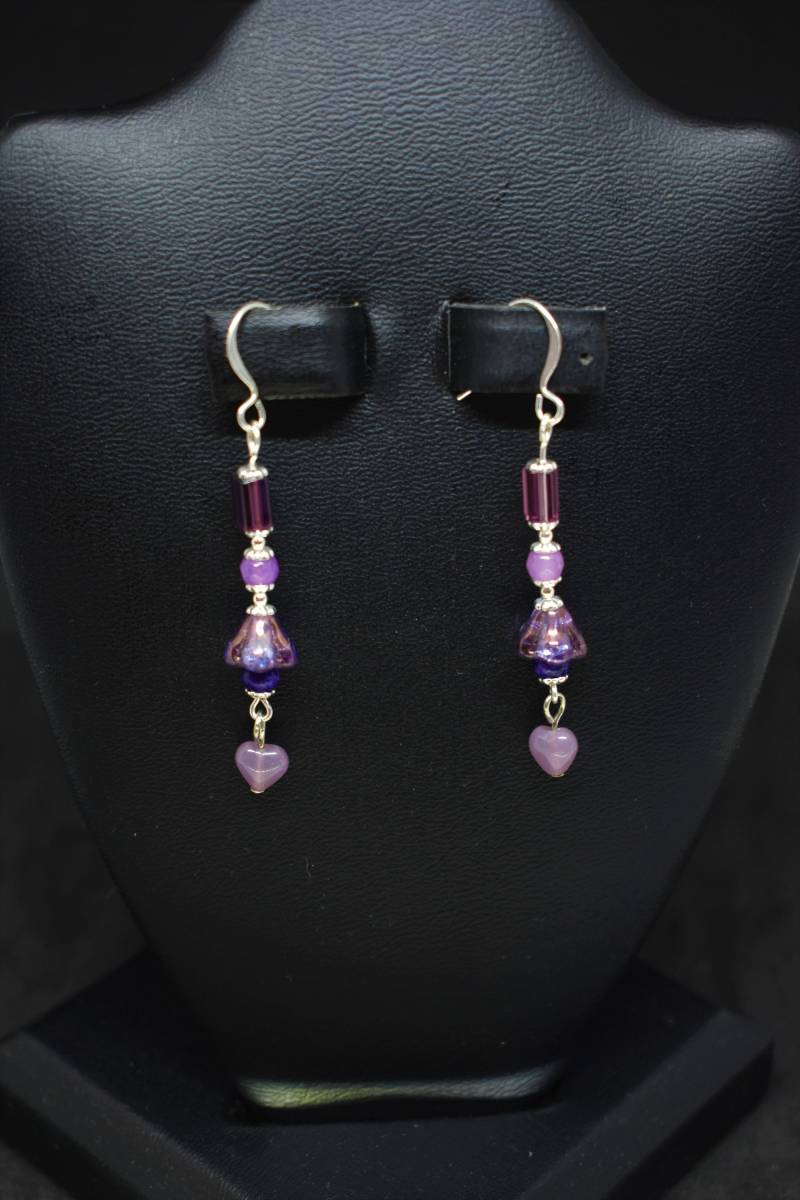Lavendel Quarz Und Lila Glas Rohr Ohrringe Lavendel Quarz Und Lila Glas Rohr Ohrringe von MaidenMetalShop