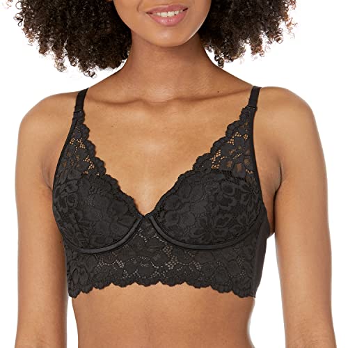 Maidenform Damen Bügelloser Bralette, Reiner Komfort Spitze, Langer, wandelbarer BH, Undurchsichtige, Schwarz, 90B von Maidenform