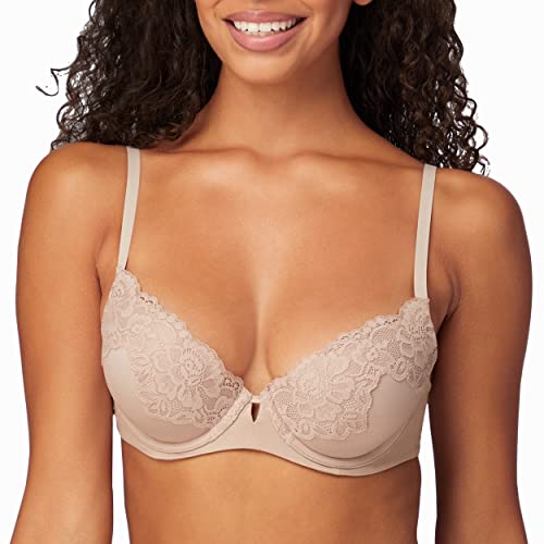 Maidenform Damen Comfort Devotion Your Lift Bügel Spitzenbesatz, Wandelbare Träger BH, Undurchsichtige, Evening Blush, 90C von Maidenform
