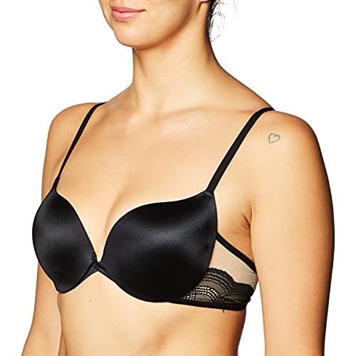 Maidenform Damen Love The Lift Push Up bras, Schwarz mit Beigefarbenem Futter, 75B EU von Maidenform