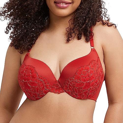 Maidenform Damen Love the Lift Bügel Demi BH Glättender Spitzenbesatz BH mit Push-Up Cups, Eclipse Rotgold, 90C von Maidenform