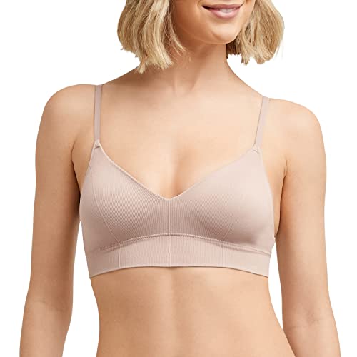 Maidenform Damen M Rib Seamless Bralette, Soft Wireless Pullover Bra, Convertible Straps BH, Undurchsichtige, Evening Blush, small von Maidenform