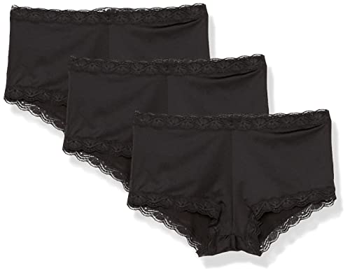 Maidenform Damen Panty Mikrofaser, eine tolle Passform, Boyshort Höschen mit Spitze, 3er-Pack Slips für Jungen, Schwarz/Schwarz/Schwarz, M von Maidenform