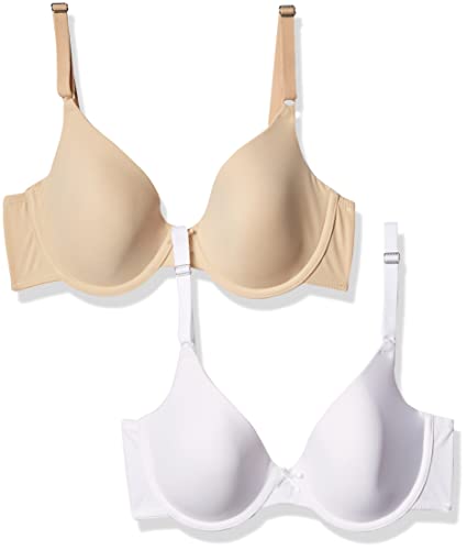 Maidenform Damen One Fab Fit Demi Bra 2-Pack T-Shirt-BH, Latte Lift/Weiß, 75C (2er Pack) von Maidenform