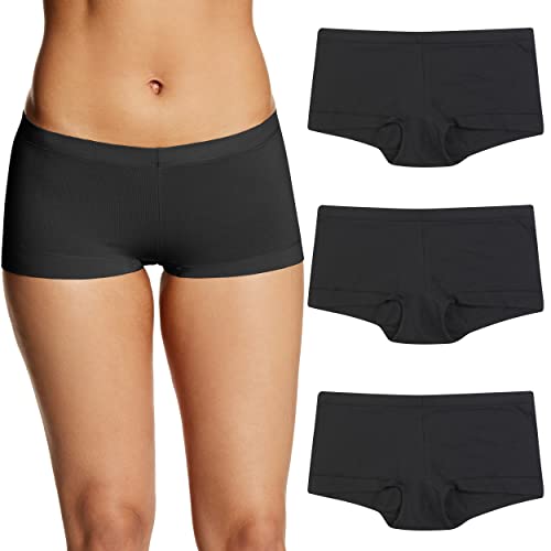 Maidenform Damen Panty, Dream Lace Boyshorts, Baumwolle Panties für Frauen, 3er-Pack Slips für Jungen, Schwarz, 3 Stück, S von Maidenform