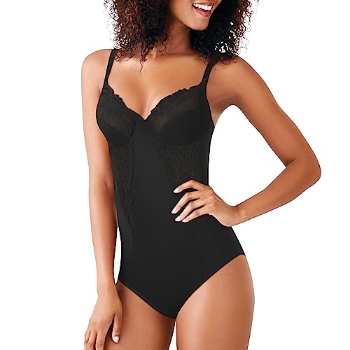 Maidenform Damen Pretty Collection - Bodybriefer With Lace Body, Schwarz, 40D EU von Maidenform