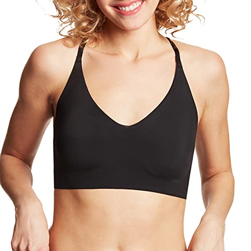 Maidenform Damen Pure Comfort Bralette mit Spitzenbesatz Pullover Drahtloser Spitze Racerback BH, Halbtransparent, Schwarz, E von Maidenform