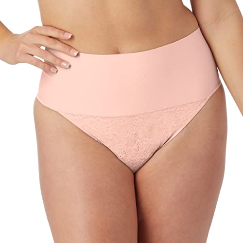 Maidenform Damen Tame Your Tummy Lace Panties, Firm Control Thong, Cool Comfort Taillen-Shapewear, Pink Pirouette Spitze, Small von Maidenform