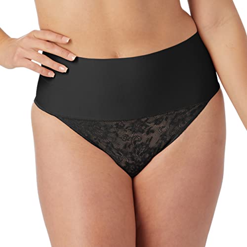 Maidenform Damen Tame Your Tummy Lace Panties, Firm Control Thong, Cool Comfort Taillen-Shapewear, Schwarze Spitze, X-Large von Maidenform
