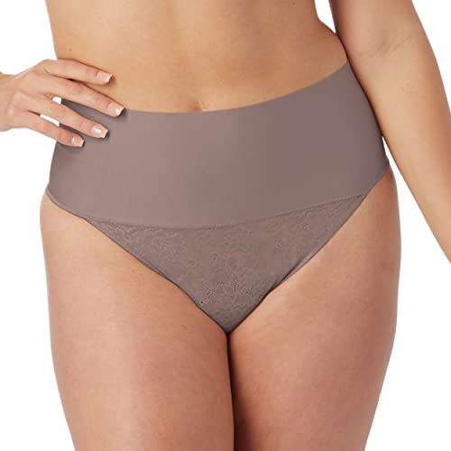 Maidenform Damen Tame Your Tummy Shaping Thong with Cool Comfort Dm0049 Tangahöschen, Spicy Bronze Lace, Large von Maidenform