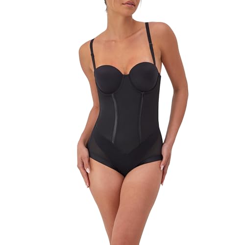 Maidenform Damen Trägerloser Formender Body EASY UP COLLECTION STRAPLESS BODY BRIEFER FIRM CONTROL, Einfarbig, Gr. EU 85C (UK 38C), Schwarz (BLACK BK) von Maidenform