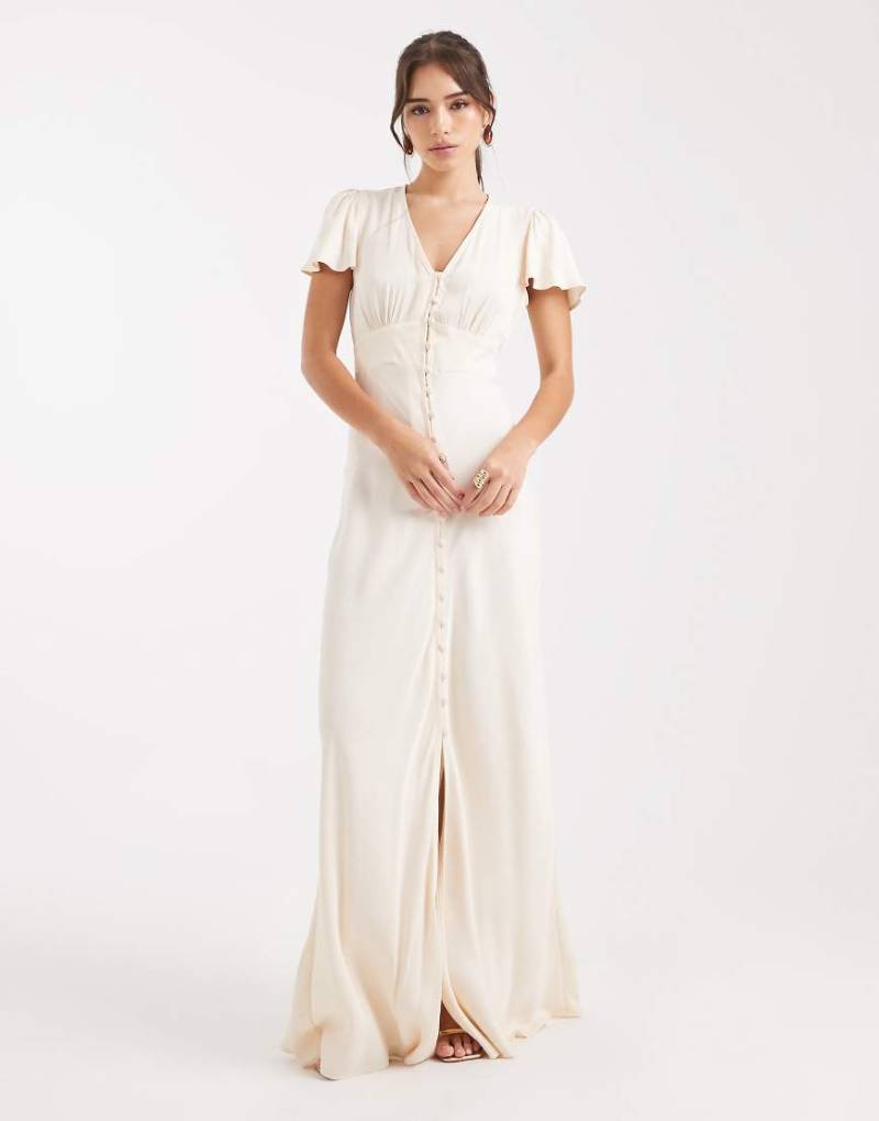 Maids to Measure - Bridesmaid - Maxikleid in sanftem Elfenbeinweiß mit Knopfleiste auf der Vorderseite Maids to Measure - Bridesmaid - Maxikleid in sanftem Elfenbeinweiß mit Knopfleiste auf der Vorderseite von Maids to Measure