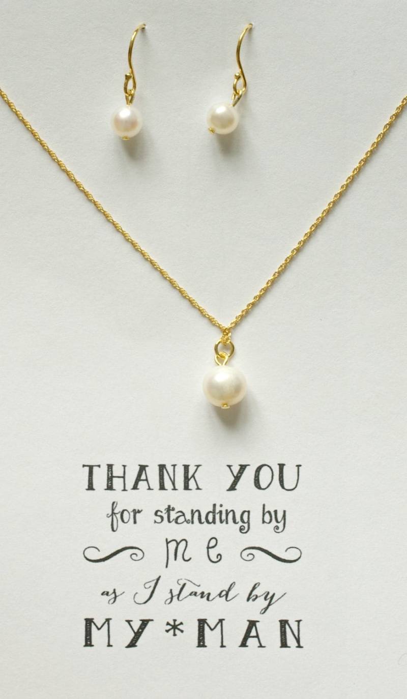 Gold Vermeil Süßwasser Perle Halskette Ohrring Set Sterling Silber Brautschmuck von MaidsAndTheBride