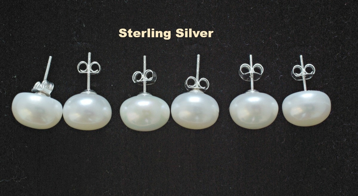 Große Süßwasser Perle Ohrstecker - Sterling Silber, Brautschmuck von MaidsAndTheBride