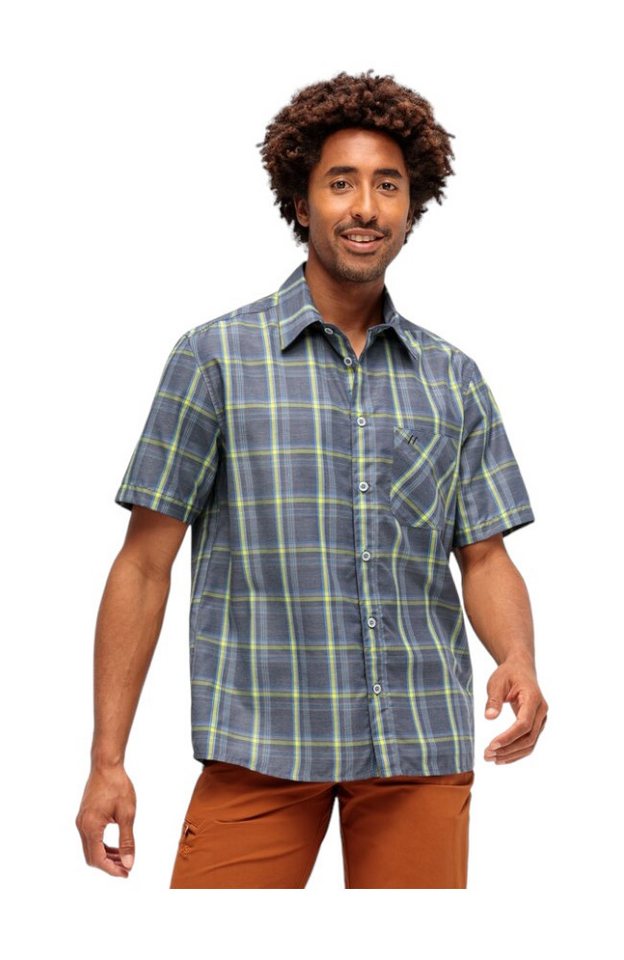 Maier Sports Outdoorhemd Reise-/Wanderhemd Mauro (Brusttasche, schnelltrocknend) grau/blau/lime von Maier Sports