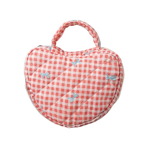 Gesteppte Kosmetiktasche in Herzform mit Blumen-Design, geräumiger Reise-Kulturbeutel für Frauen und Mädchen, tragbare Reise-Kulturbeutel, J, Einheitsgröße von Maigridy