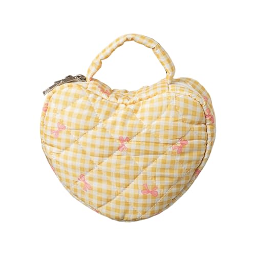 Gesteppte Kosmetiktasche in Herzform mit Blumen-Design, geräumiger Reise-Kulturbeutel für Frauen und Mädchen, tragbare Reise-Kulturbeutel, g, Einheitsgröße von Maigridy