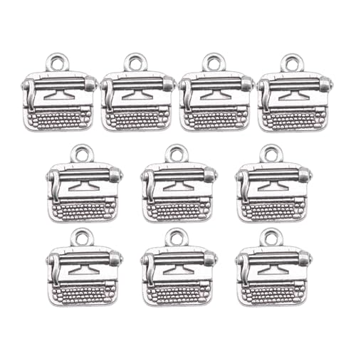 Maigridy 10 Stück Schreibmaschinen-Anhänger, Charm-Halskette, Komponente, stilvolle Schreibmaschinen-Halskette, Zubehör, Legierung, Textur für jeden Anlass, Schmuckanhänger von Maigridy