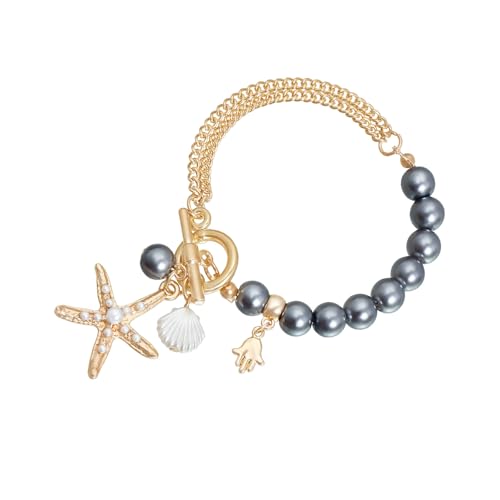 Maigridy Leichte, verstellbare Seestern-Perlenschmuck, Hot Day Beach Halskette für lässiges Outfit, Perlenschmuck, Einheitsgröße, Wie beschrieben, Wie beschrieben von Maigridy