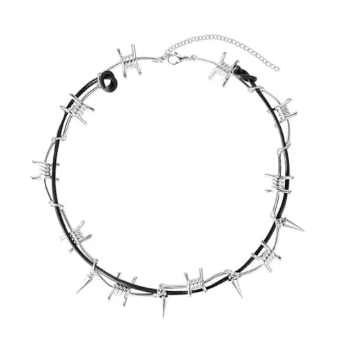 Maigridy Unisex Hip Hops Thorns Choker Halskette und Set mit Nieten aus Karbonstahllegierung für einzigartige Stile, Freizeitkleidung, verstellbare Länge Choker von Maigridy
